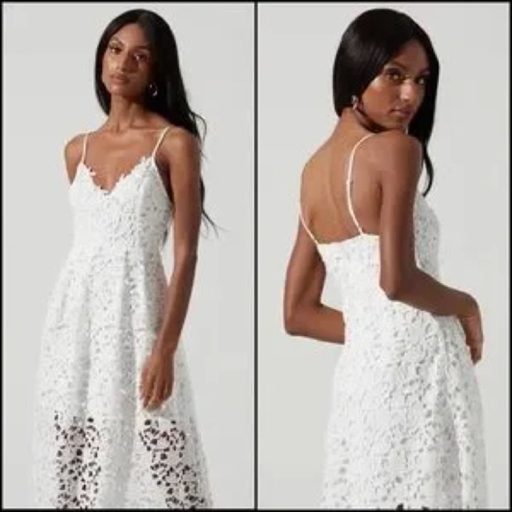 White Sleeveless Midi Sundress with Spaghetti Straps